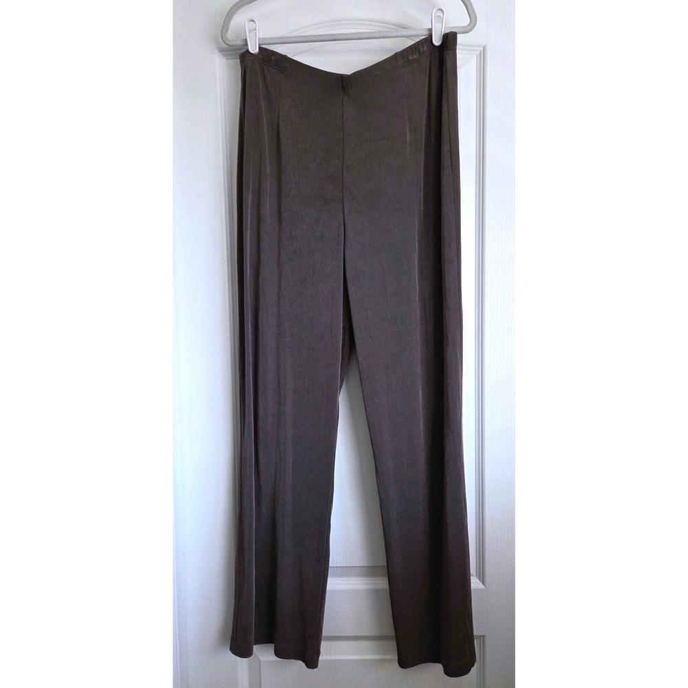 Chicos Travelers Brown Straight Leg Elastic Waist Pants Size 3/XL VTG Office